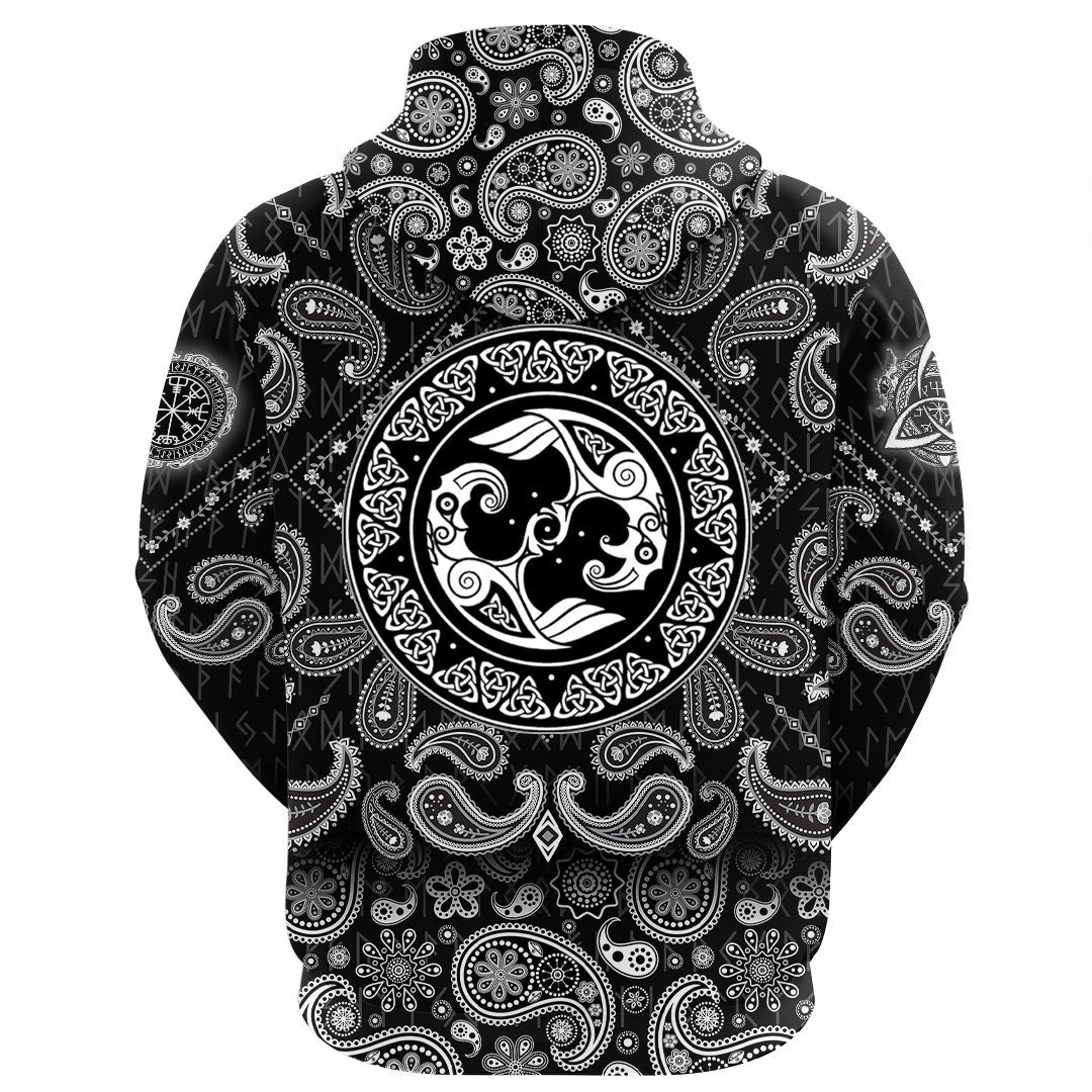 Hugin And Munin Norse Mythology With Bandana Paisley Style Viking Hoodie