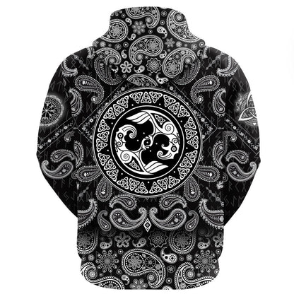 Hugin And Munin Norse Mythology With Bandana Paisley Style Viking Hoodie