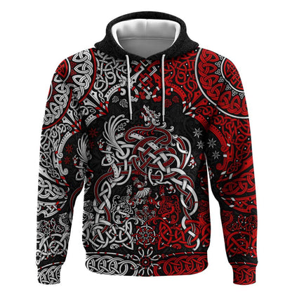 Viking Warrior And Viking Dragons Zipper Viking Hoodie