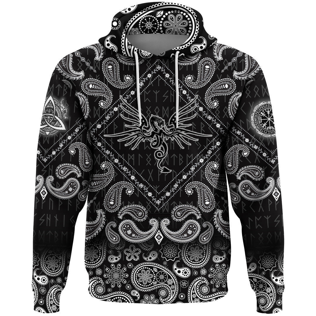 Dragon Spirit Of Celts With Bandana Paisley Style Viking Hoodie