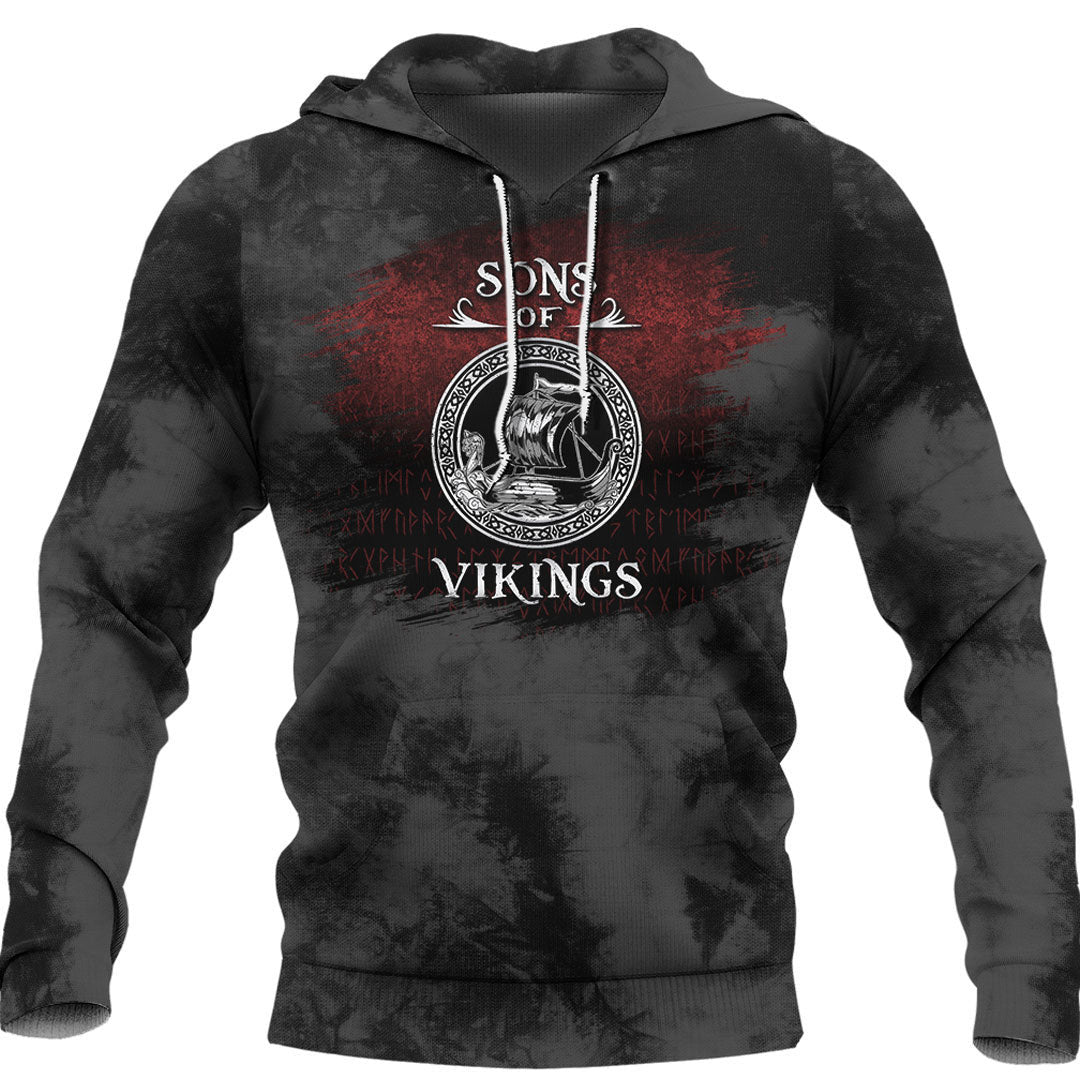 Sons Of Viking Ship Black Viking Hoodie