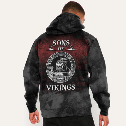 Sons Of Viking Ship Black Viking Hoodie