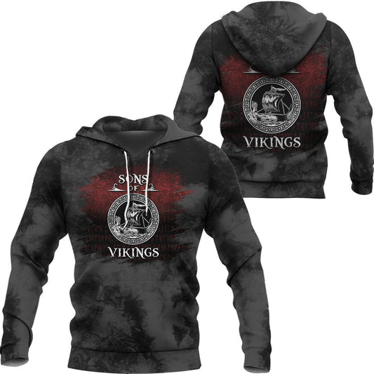 Sons Of Viking Ship Black Viking Hoodie