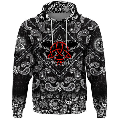 Flying Ravens Two Swords With Bandana Paisley Style Viking Hoodie