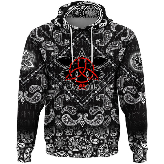 Flying Ravens Two Swords With Bandana Paisley Style Viking Hoodie