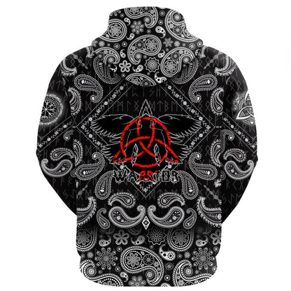 Flying Ravens Two Swords With Bandana Paisley Style Viking Hoodie