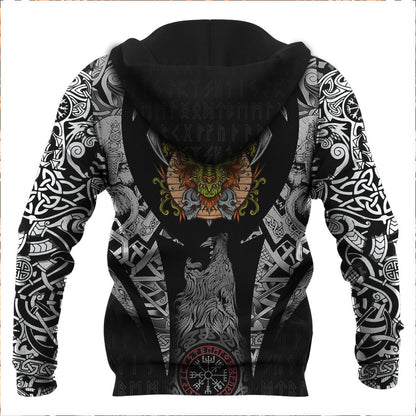 Dragon Shield Axe Sword Skull Viking Hoodie