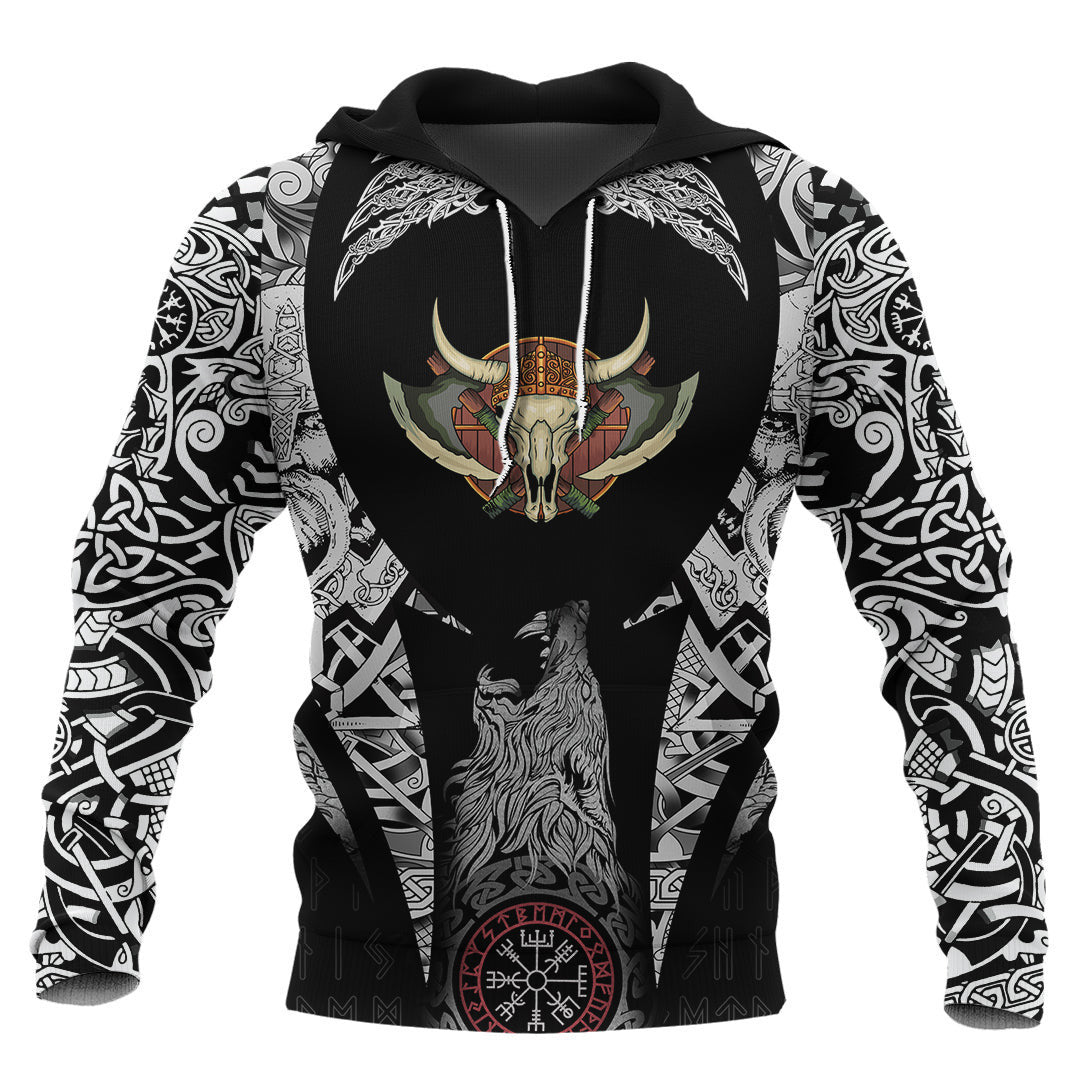 Yak Skull And Equipment Viking Hoodie