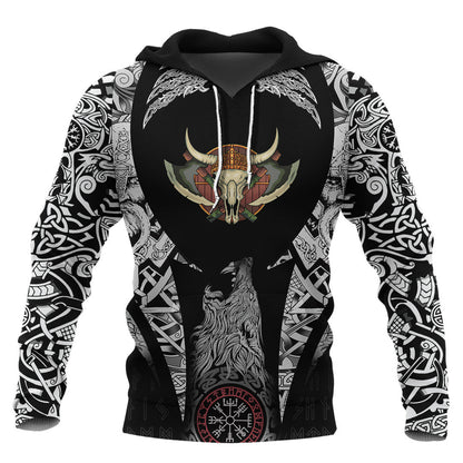 Yak Skull And Equipment Viking Hoodie