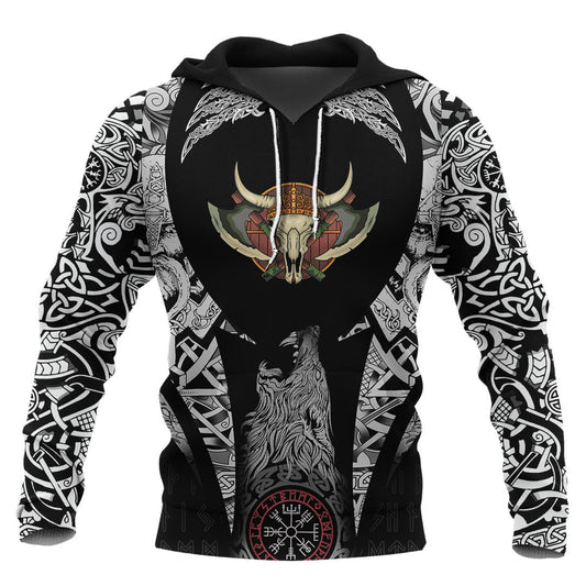 Yak Skull And Equipment Viking Hoodie