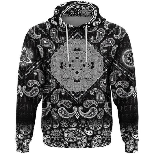 Celtic Symbol Ravens Cross Mandala With Bandana Paisley Style Viking Hoodie