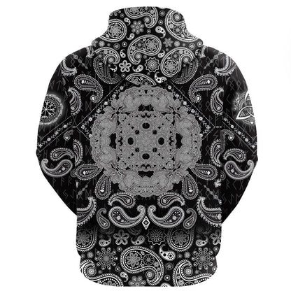 Celtic Symbol Ravens Cross Mandala With Bandana Paisley Style Viking Hoodie