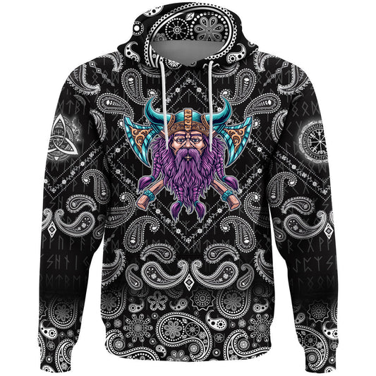 Cool Beard With Axe With Bandana Paisley Style Viking Hoodie