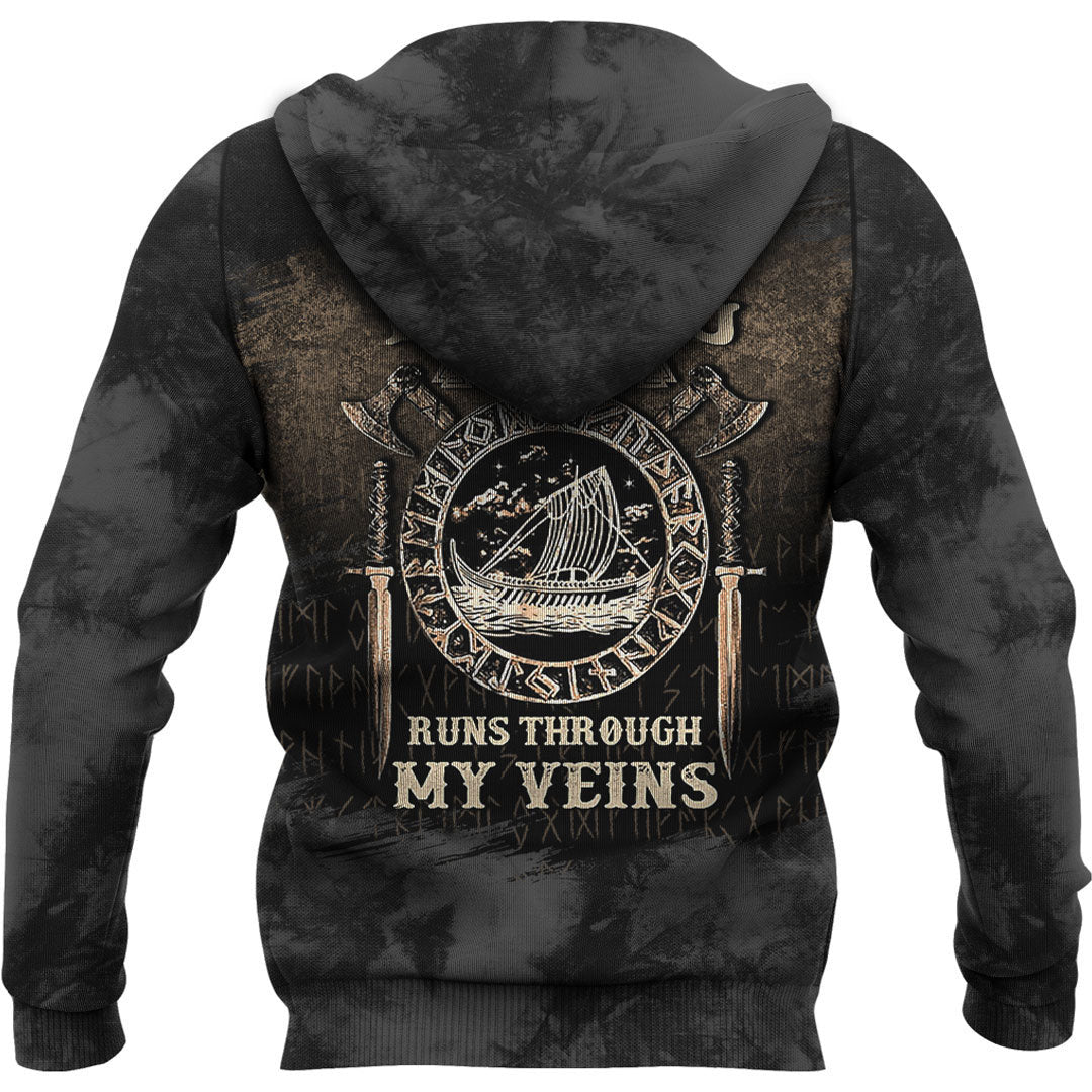 Blood Runs Throush My Veins Viking Hoodie
