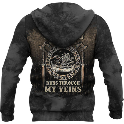 Blood Runs Throush My Veins Viking Hoodie