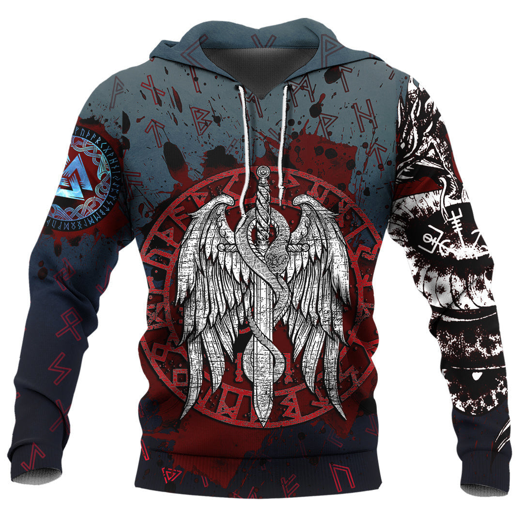 Jormungundr Axe Valknut Rune Viking Hoodie