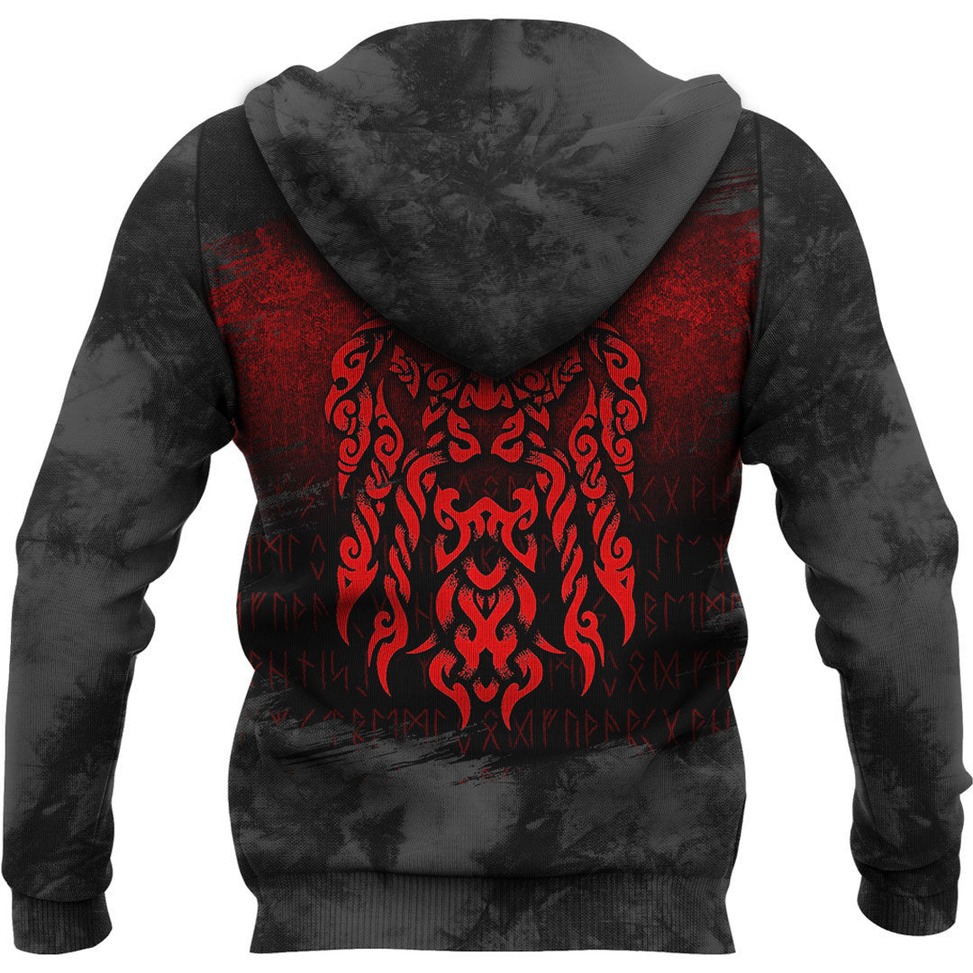 God Odin Allfather In Asgard Raven God Red Viking Hoodie