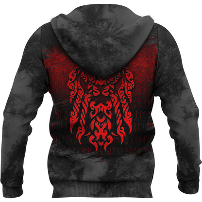 God Odin Allfather In Asgard Raven God Red Viking Hoodie