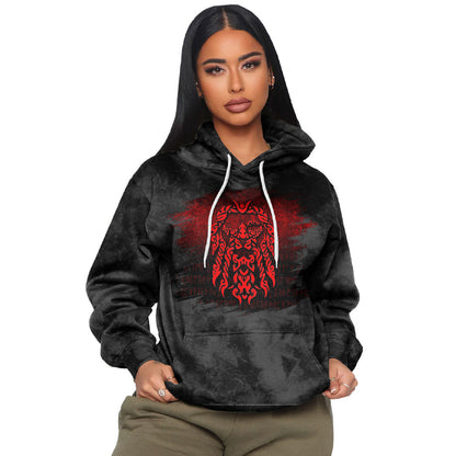 God Odin Allfather In Asgard Raven God Red Viking Hoodie