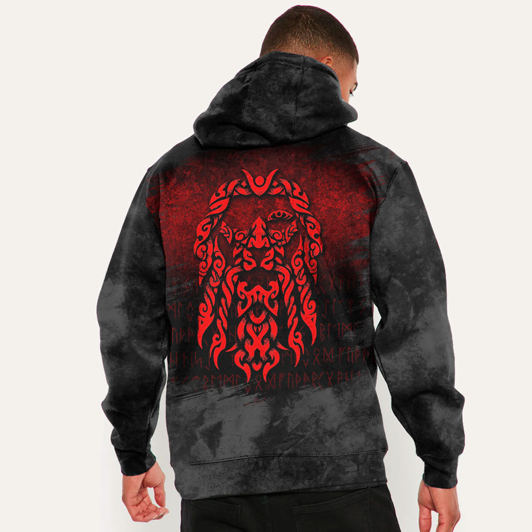 God Odin Allfather In Asgard Raven God Red Viking Hoodie