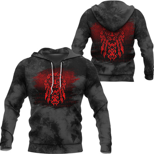 God Odin Allfather In Asgard Raven God Red Viking Hoodie