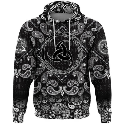 Dragon Triple Horn With Bandana Paisley Style Viking Hoodie