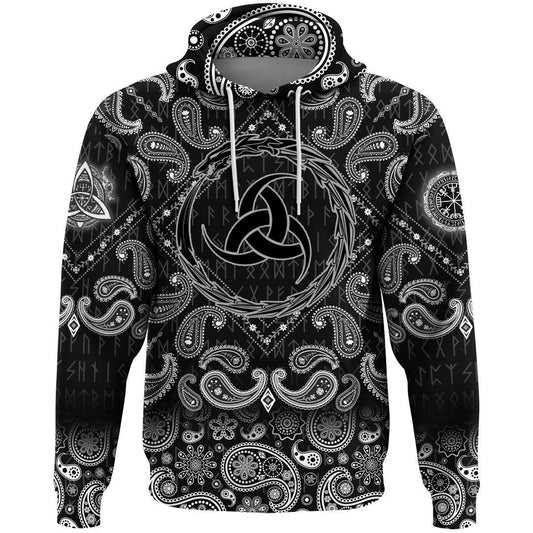 Dragon Triple Horn With Bandana Paisley Style Viking Hoodie