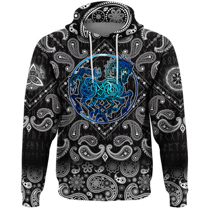 Odin Sleipnir With Bandana Paisley Style Viking Hoodie