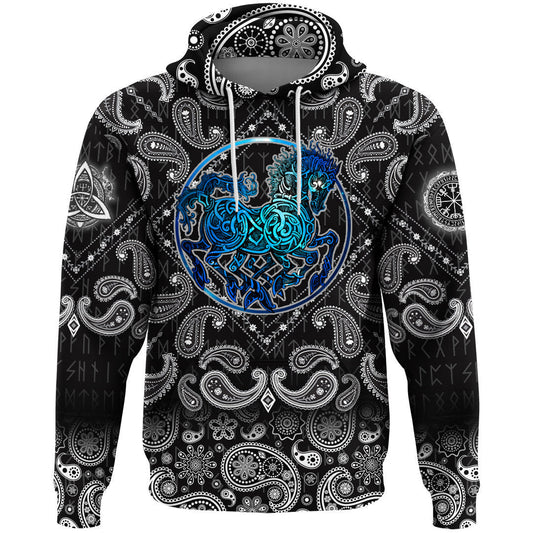 Odin Sleipnir With Bandana Paisley Style Viking Hoodie