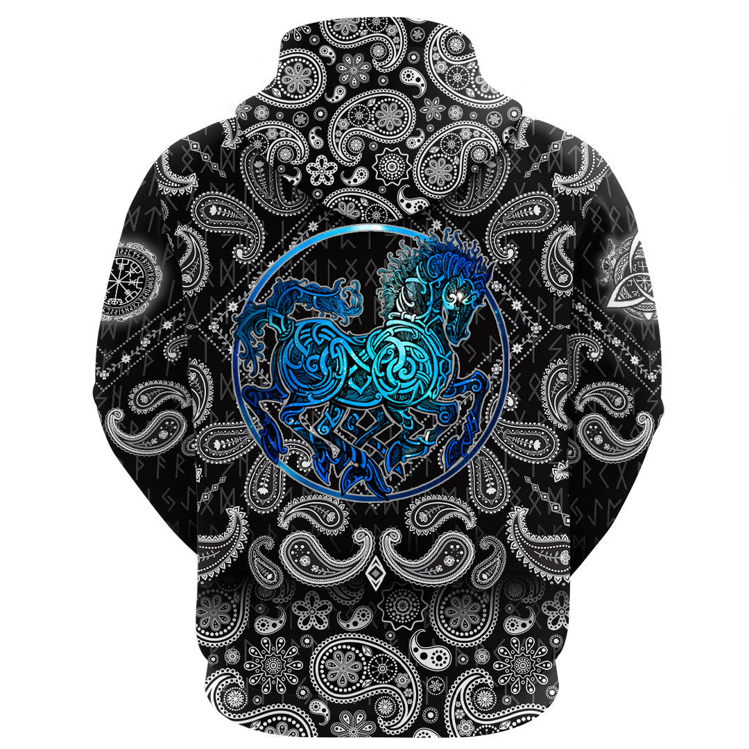 Odin Sleipnir With Bandana Paisley Style Viking Hoodie
