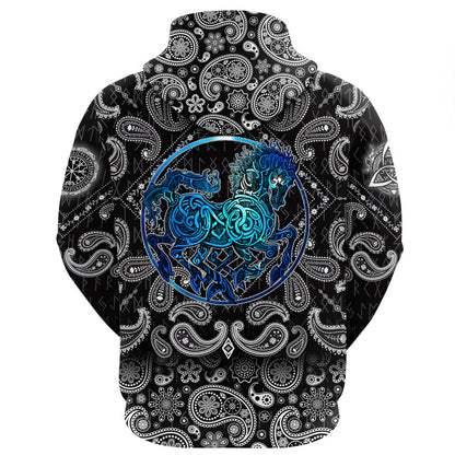 Odin Sleipnir With Bandana Paisley Style Viking Hoodie