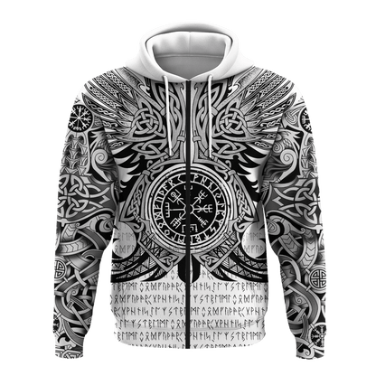 Viking Vegvisir Odin With Huginn And Muninn Viking Hoodie