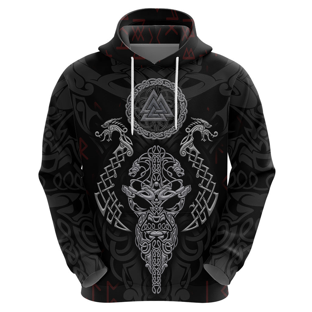 Viking Valhalla Odin and Drakkar Pattern Viking Hoodie