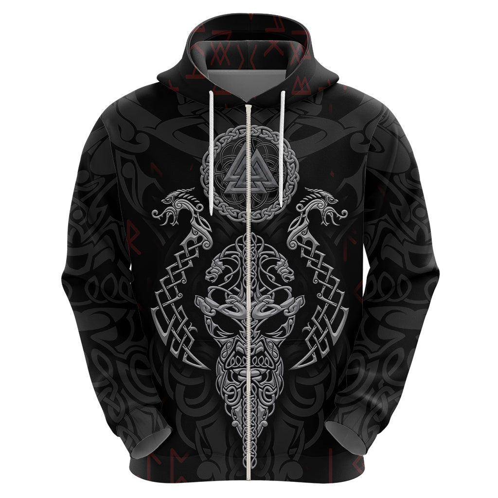 Viking Valhalla Odin and Drakkar Pattern Viking Hoodie