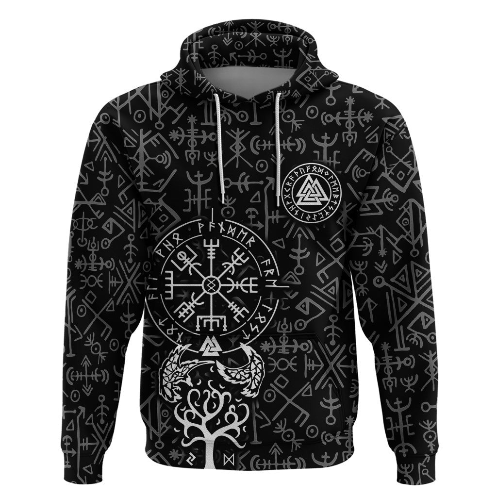 Viking Odin The All Father God in Norse Mythology with Runes Pattern Viking Hoodie