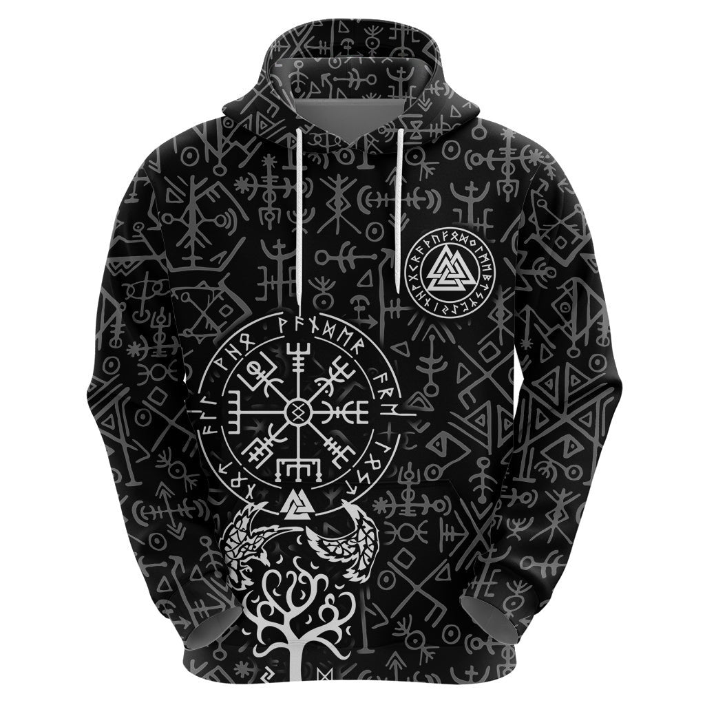Viking Odin The All Father God in Norse Mythology with Runes Pattern Viking Hoodie