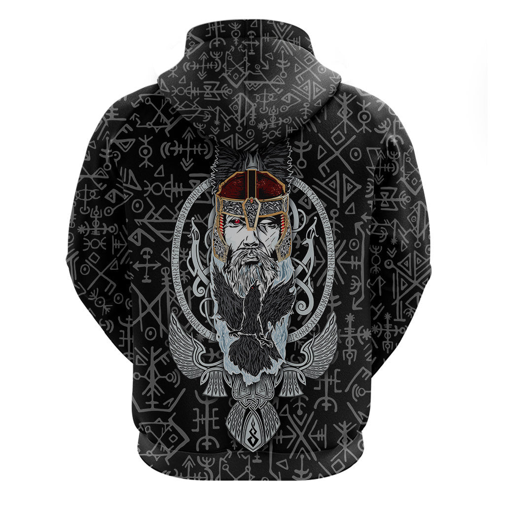 Viking Odin The All Father God in Norse Mythology with Runes Pattern Viking Hoodie