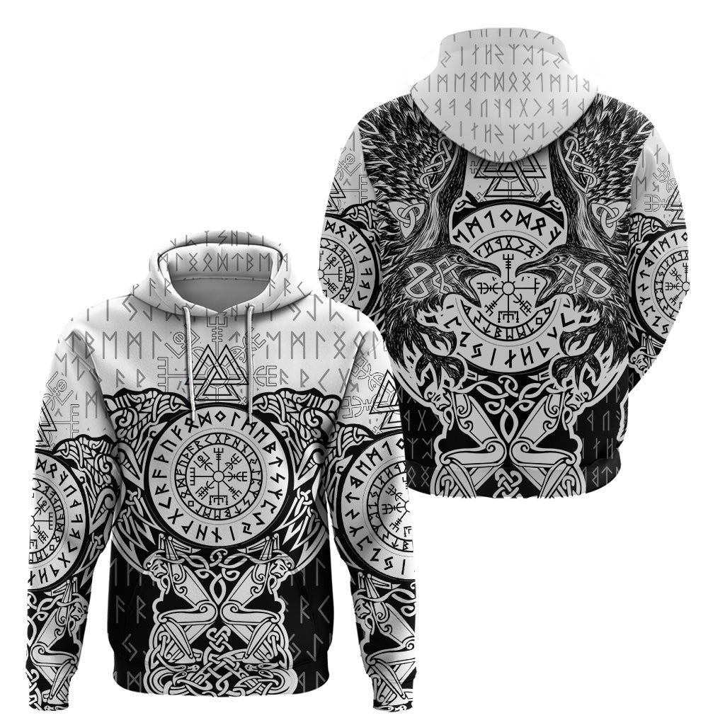 Viking Tattoo Hugin And Munin Asgardian Ravens Grunge Art Viking Hoodie