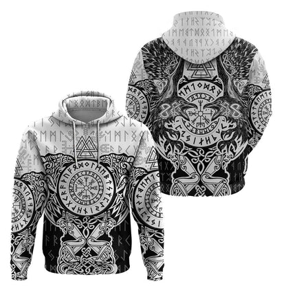 Viking Tattoo Hugin And Munin Asgardian Ravens Grunge Art Viking Hoodie