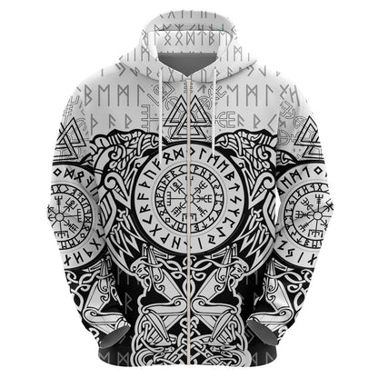 Viking Tattoo Hugin And Munin Asgardian Ravens Grunge Art Viking Hoodie