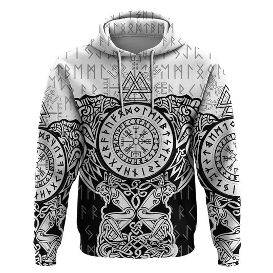 Viking Tattoo Hugin And Munin Asgardian Ravens Grunge Art Viking Hoodie