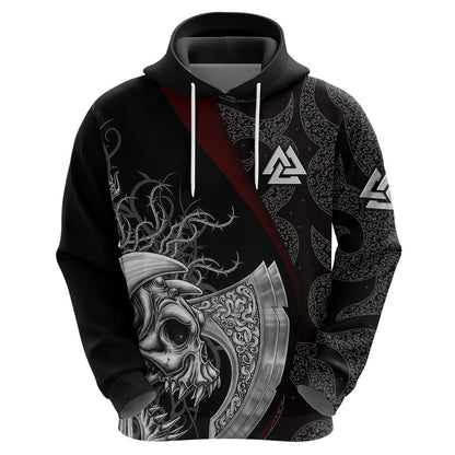 Viking Valhalla Skull And Axe Viking Hoodie