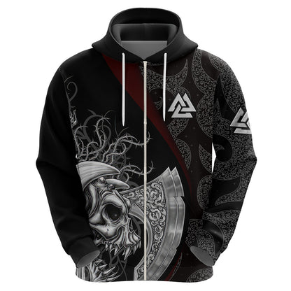 Viking Valhalla Skull And Axe Viking Hoodie