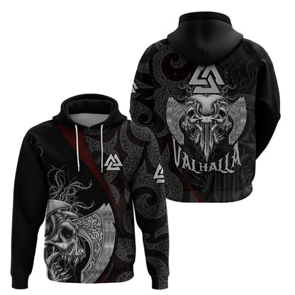 Viking Valhalla Skull And Axe Viking Hoodie