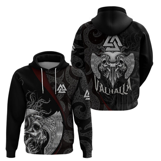 Viking Valhalla Skull And Axe Viking Hoodie