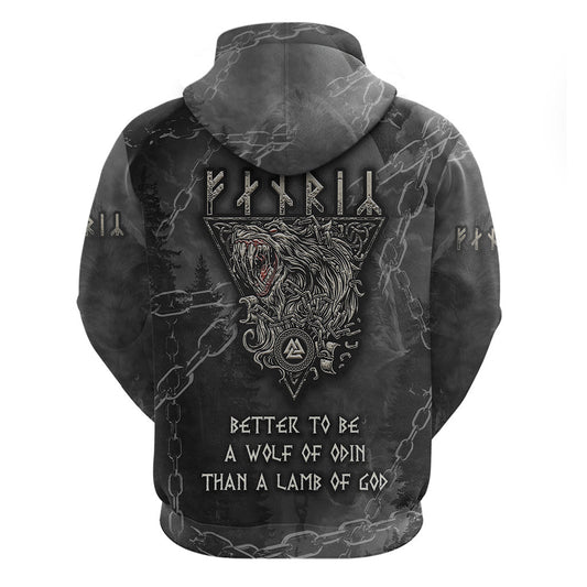 Fenir Better to be a Wolf of Odin Viking Hoodie