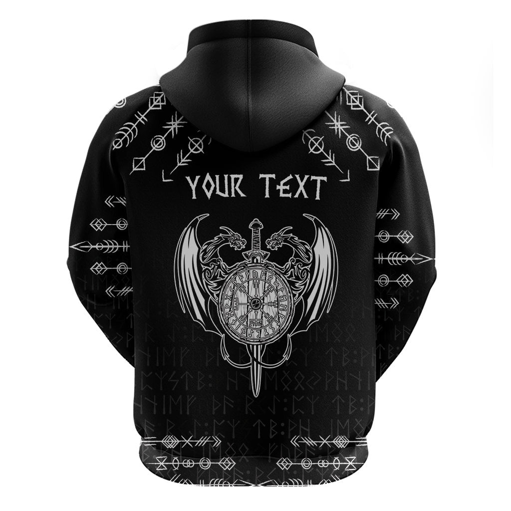 (Custom) Viking Dragon with Sword Black Scandinavian Tattoo Viking Hoodie