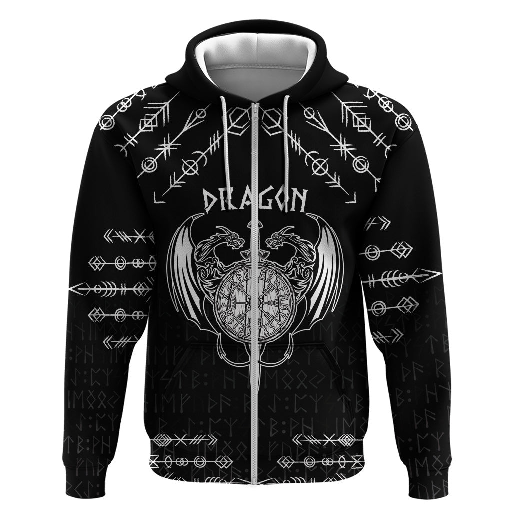(Custom) Viking Dragon with Sword Black Scandinavian Tattoo Viking Hoodie