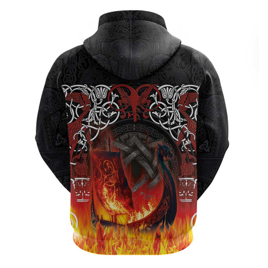 Scotland Up Helly Aa Zipper Drakkar Viking Longship Burning The Return of The Light Viking Hoodie