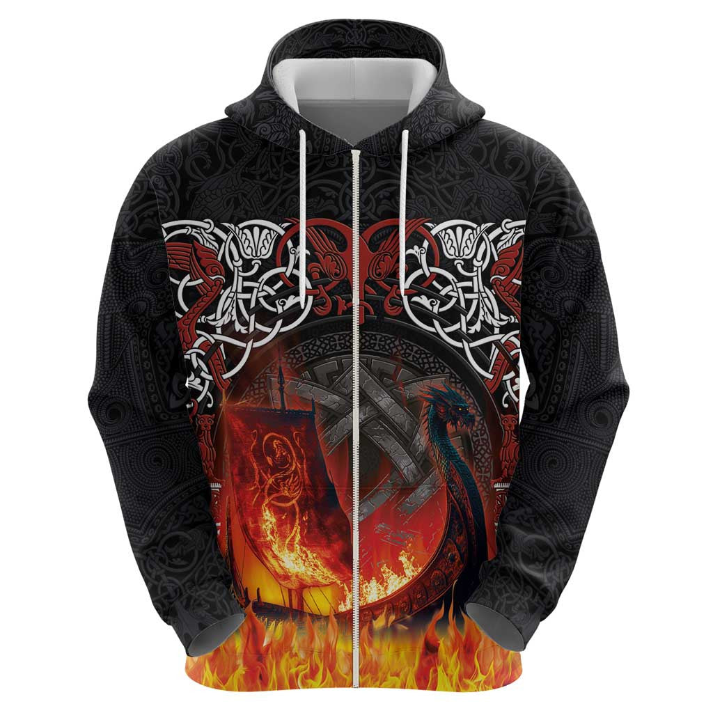 Scotland Up Helly Aa Zipper Drakkar Viking Longship Burning The Return of The Light Viking Hoodie